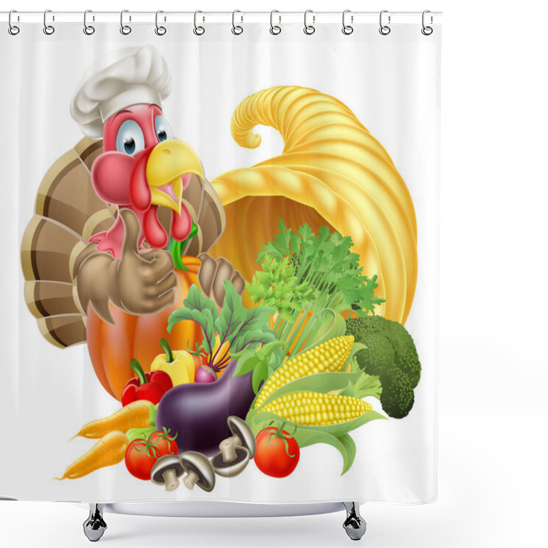 Personality  Chef Turkey And Cornucopia Shower Curtains