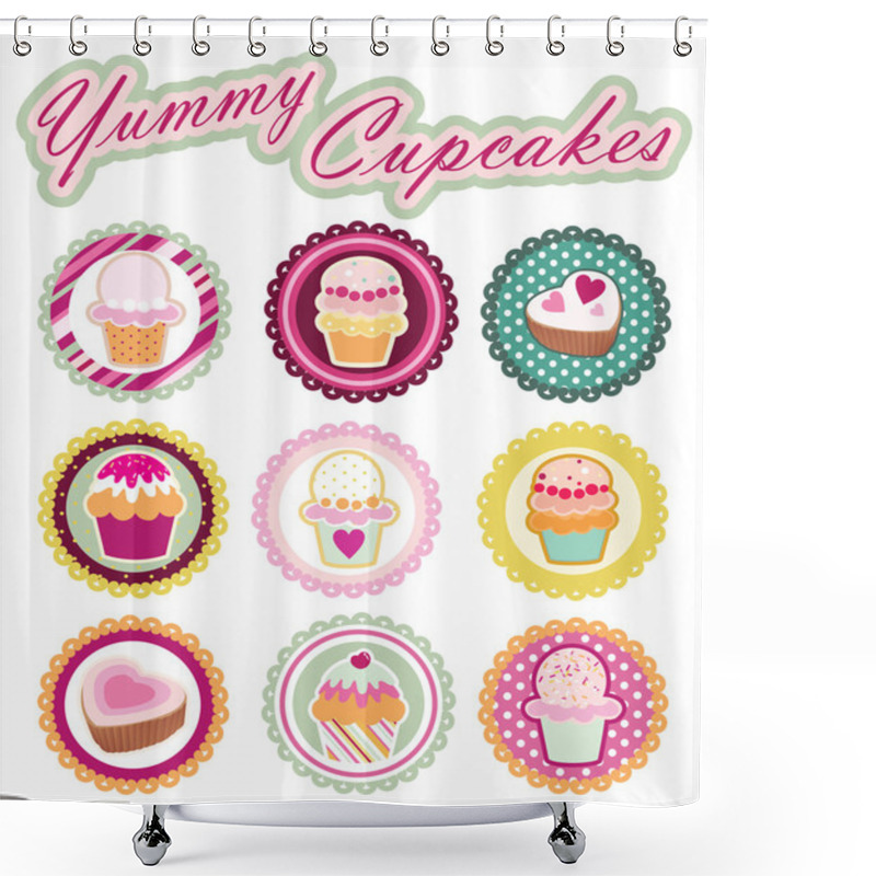 Personality  Sweet Yummy Cupcakes Set Shower Curtains