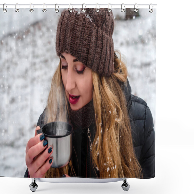 Personality  Fragrant Hot Drink In A Thermos Shower Curtains