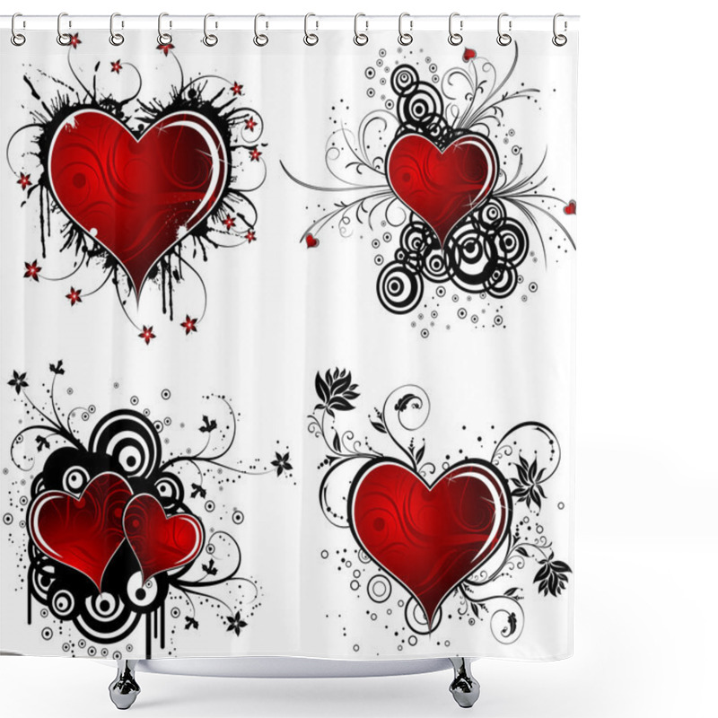 Personality  Valentines Day Background With Hearts And Flower Shower Curtains