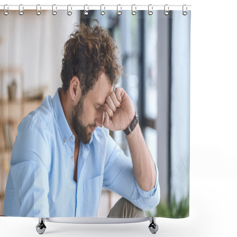 Personality  Pensive Caucasian Businessman Shower Curtains