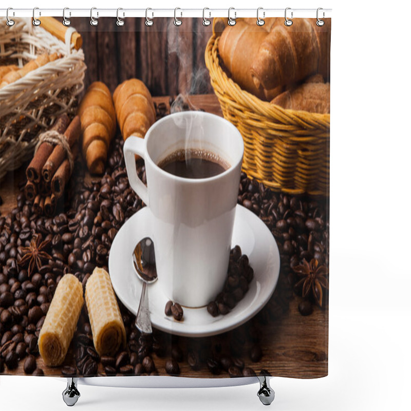 Personality  Coffee Still Life With Cup Of Coffee Shower Curtains