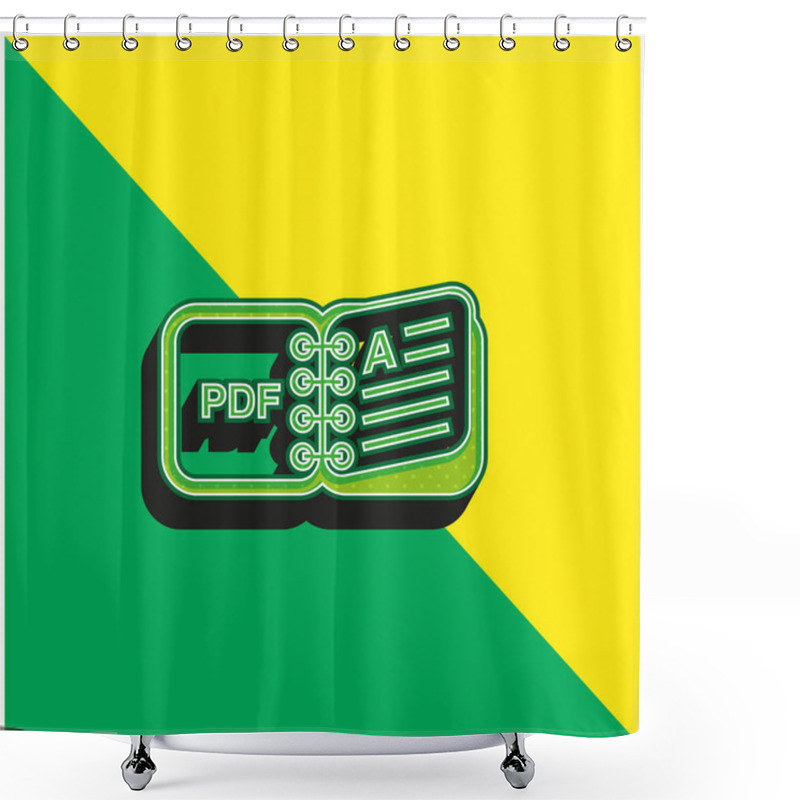 Personality  Book Green And Yellow Modern 3d Vector Icon Logo Shower Curtains