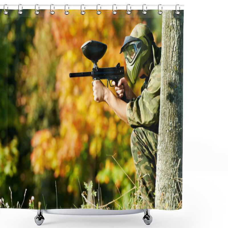 Personality  Paintball Player Shower Curtains