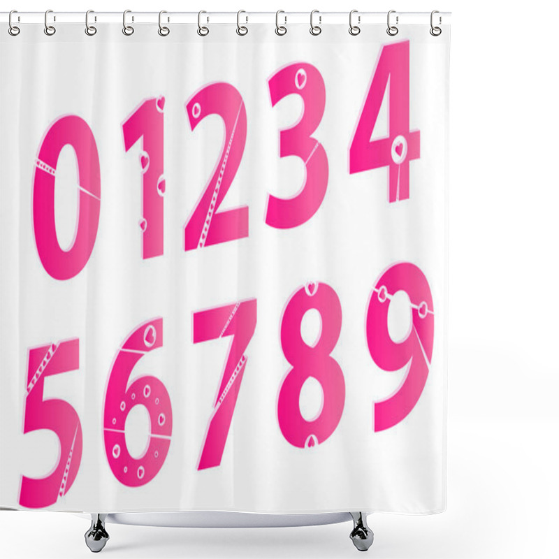 Personality  3D Love Alphabet Numbers Set Shower Curtains