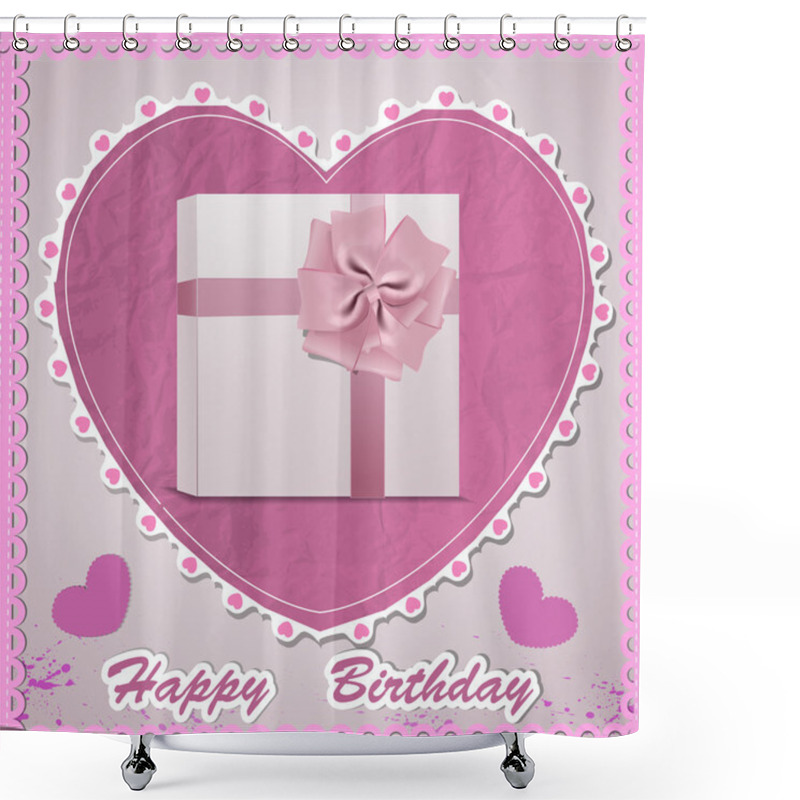 Personality  Happy Birthday Card. Vector Illustration Shower Curtains