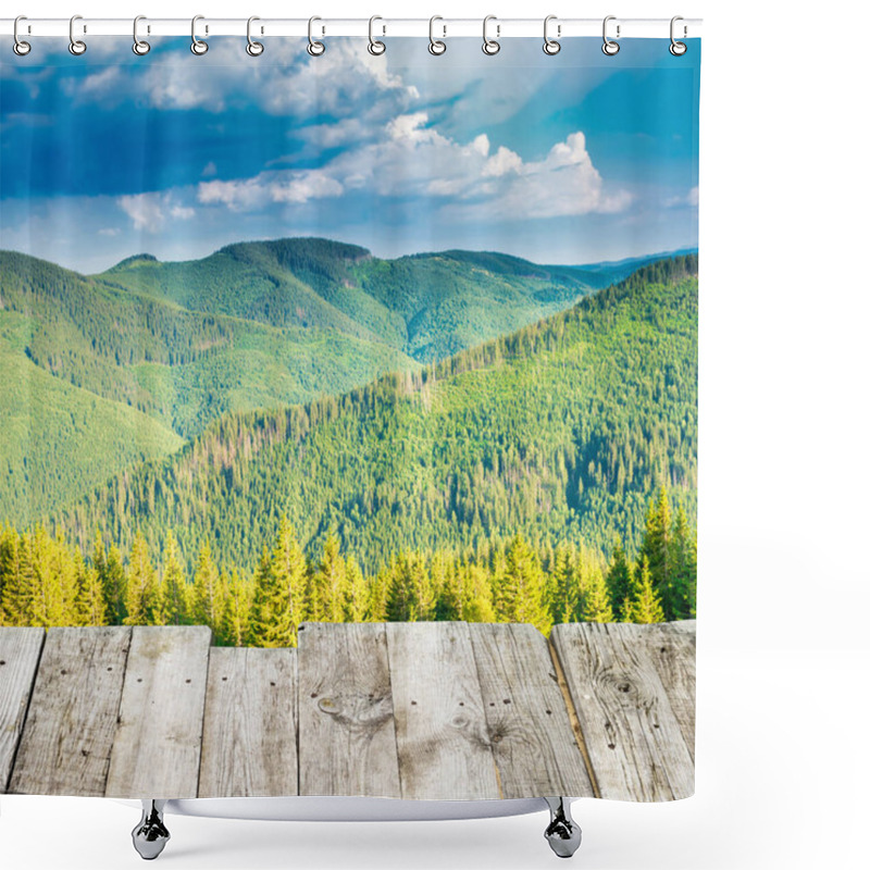 Personality  Green Mountains With Pine Forest Shower Curtains