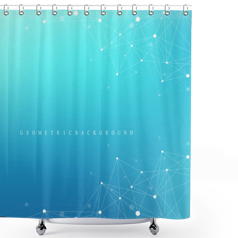 Personality  Geometric Graphic Background Molecule And Communication. Big Data Complex With Compounds. Perspective Backdrop. Minimal Array Big Data. Digital Data Visualization. Scientific Vector Illustration. Shower Curtains