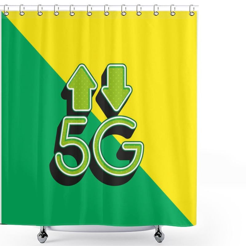 Personality  5g Green And Yellow Modern 3d Vector Icon Logo Shower Curtains