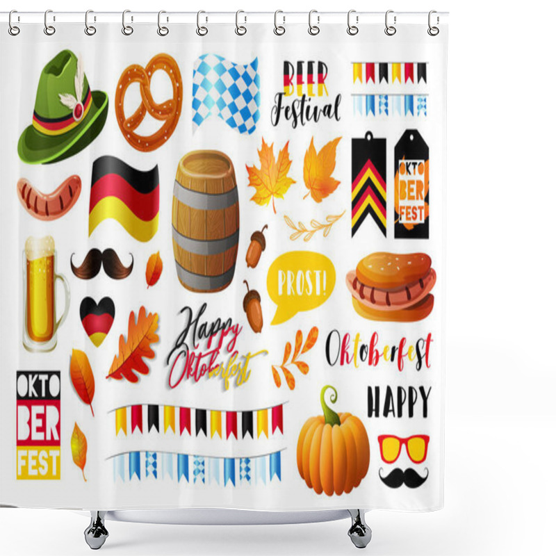 Personality  Set Of Oktoberfest Vector Design Elements. Vector EPS 10 Shower Curtains