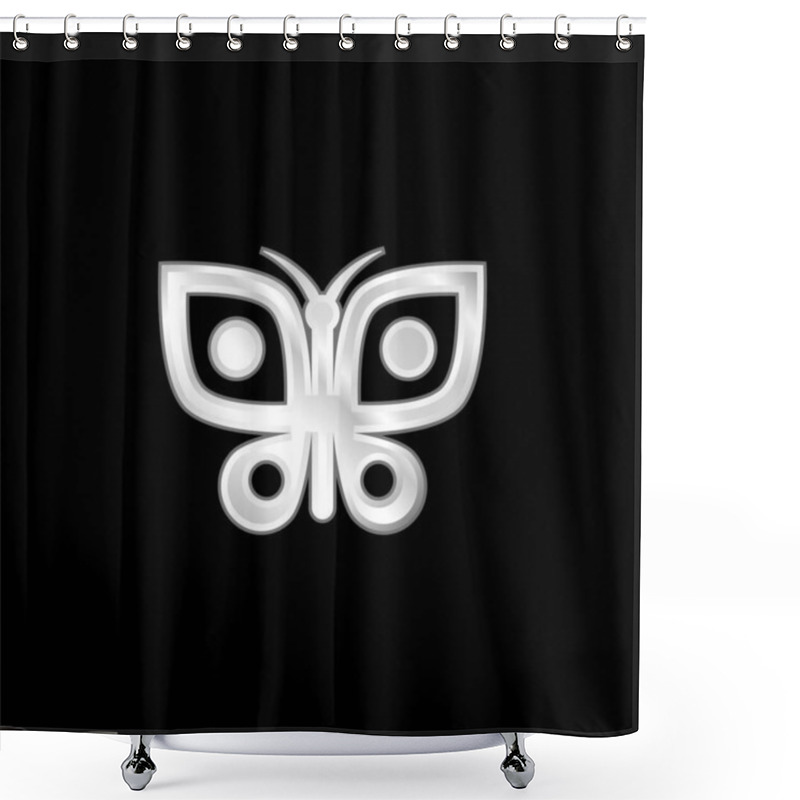 Personality  Big Butterfly Silver Plated Metallic Icon Shower Curtains