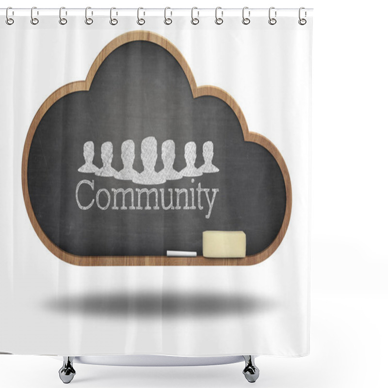 Personality  Community Word Cloud Concept On Blackboard Shower Curtains