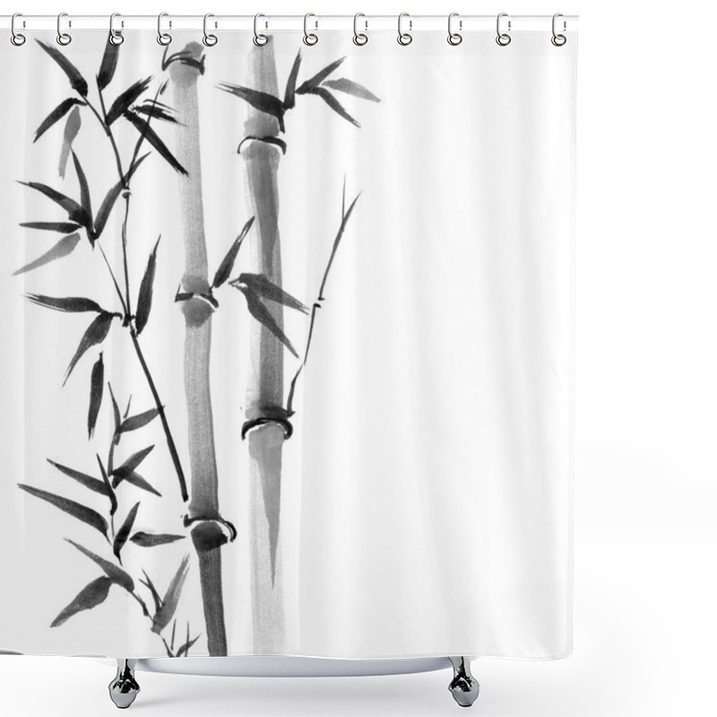 Personality  Bamboo Trees Hand Drawn With Ink In Japanese Painting Style Sumi-e. Shower Curtains