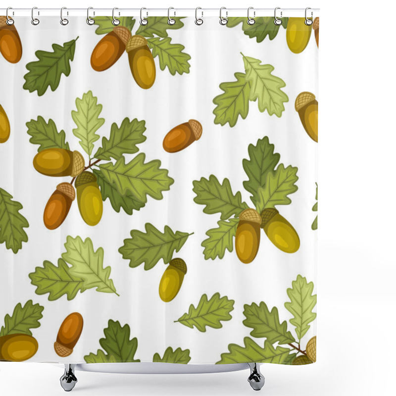 Personality  Seamless Pattern With Acorns And Oak Leaves. Vector Illustration. Shower Curtains