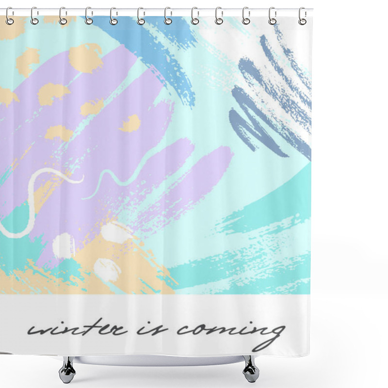 Personality  Trendy Winter Poster With Hand Drawn Shapes And Textures In Soft Pastel Colors Made By Ink.Unique Design Perfect For Prints,flyers,banners,invitations,covers And More.Modern Vector Illustration. Shower Curtains