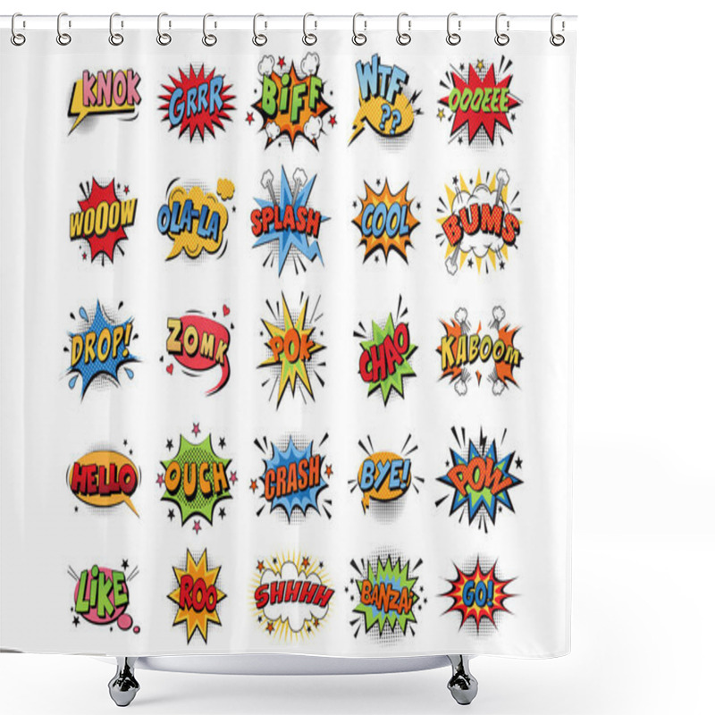 Personality  Comic Book Bubbles Doodle Set Shower Curtains