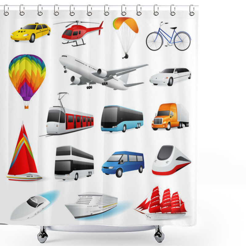 Personality  Vector Icon Set: Isolated Air And Ground Transport. Vector Shower Curtains