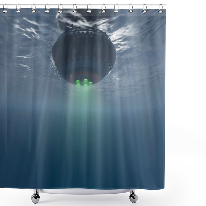 Personality  Ufo Floating Underwater Shower Curtains