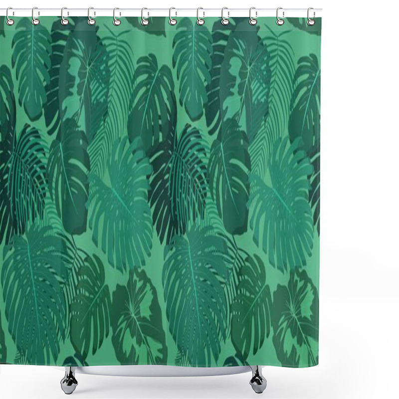 Personality  Jungle Seamless Pattern. Tropical Monstera Leaves Fashion Design Background. Shower Curtains