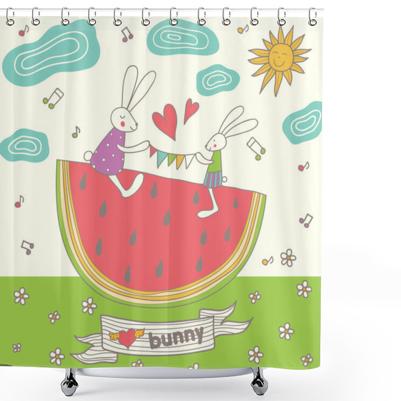 Personality  Rabbits Having Fun. Shower Curtains