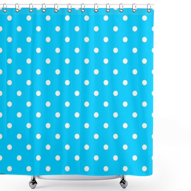 Personality  Tile Vector Pattern With Cute White Polka Dots On Blue Background Shower Curtains