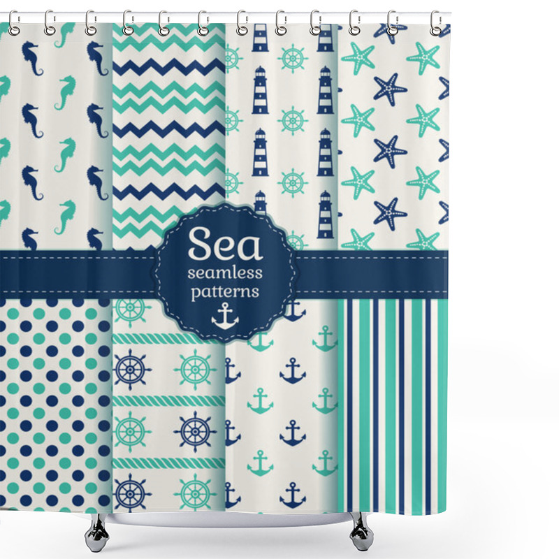 Personality  Sea Seamless Patterns. Vector Collection. Shower Curtains