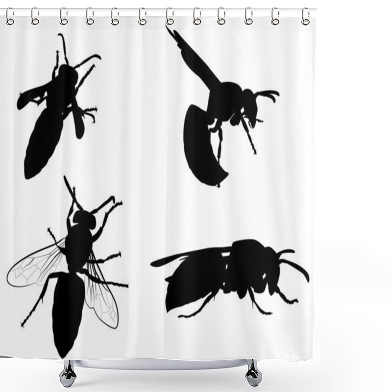 Personality  Four Wasp Silhouettes Collection Shower Curtains