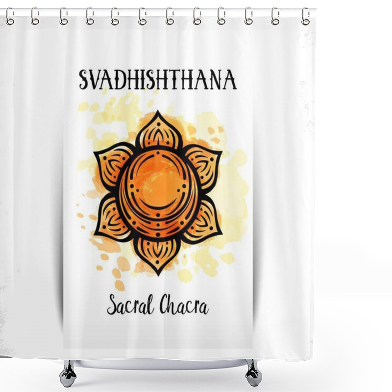 Personality  Second Chakra Illustration Vector Of Svadhishthana.The Second Chakra. Esoteric Symbol Of The Center Of Sexual Energy. Shower Curtains