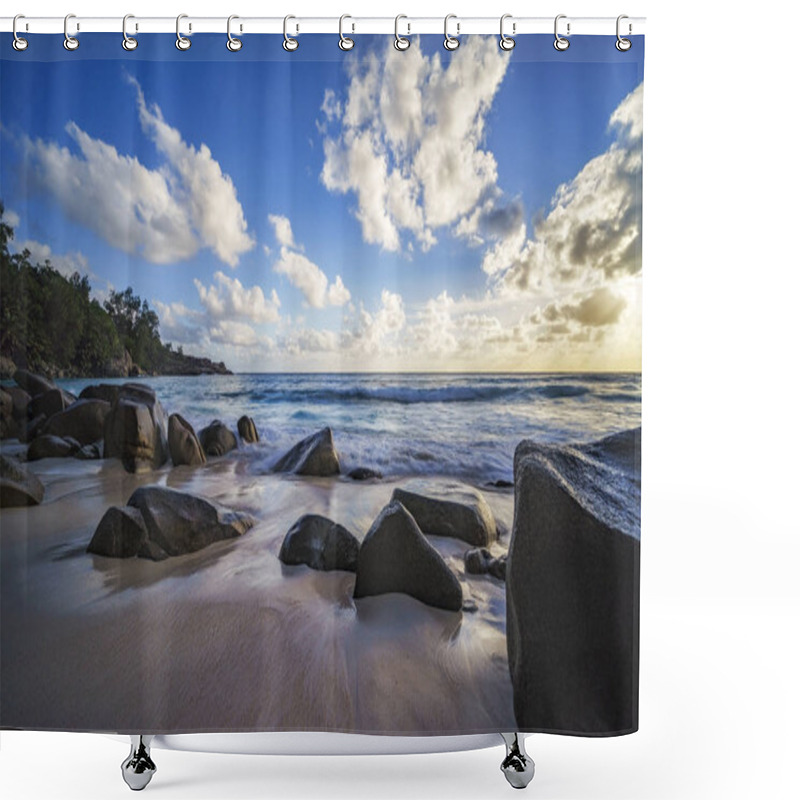 Personality  Beautiful Sunset,paradise Tropical Beach,granite Rocks, Seychelles Shower Curtains