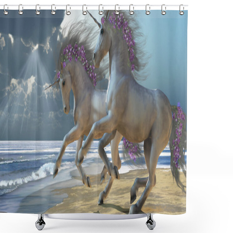 Personality  Playing Unicorns Part 2 Shower Curtains