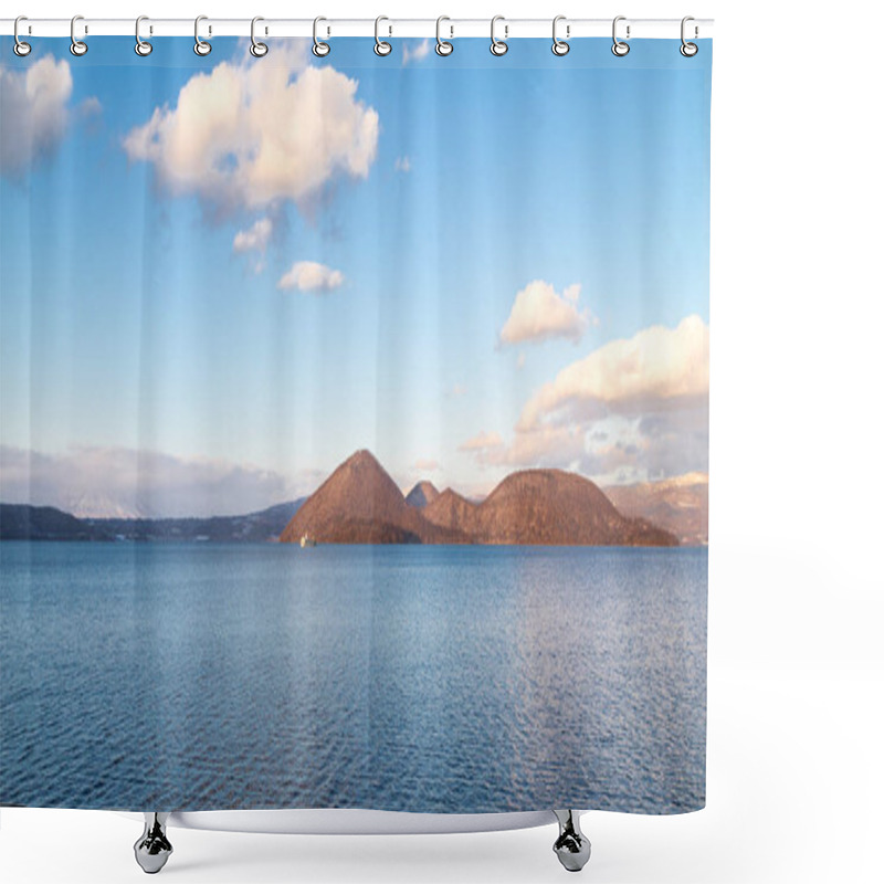 Personality  Lake Toya With Nakajima Island During Winter In Hokkaido Japan Shower Curtains