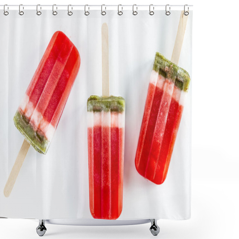 Personality  Frozen Watermelon And Kiwi Popsicles Shower Curtains