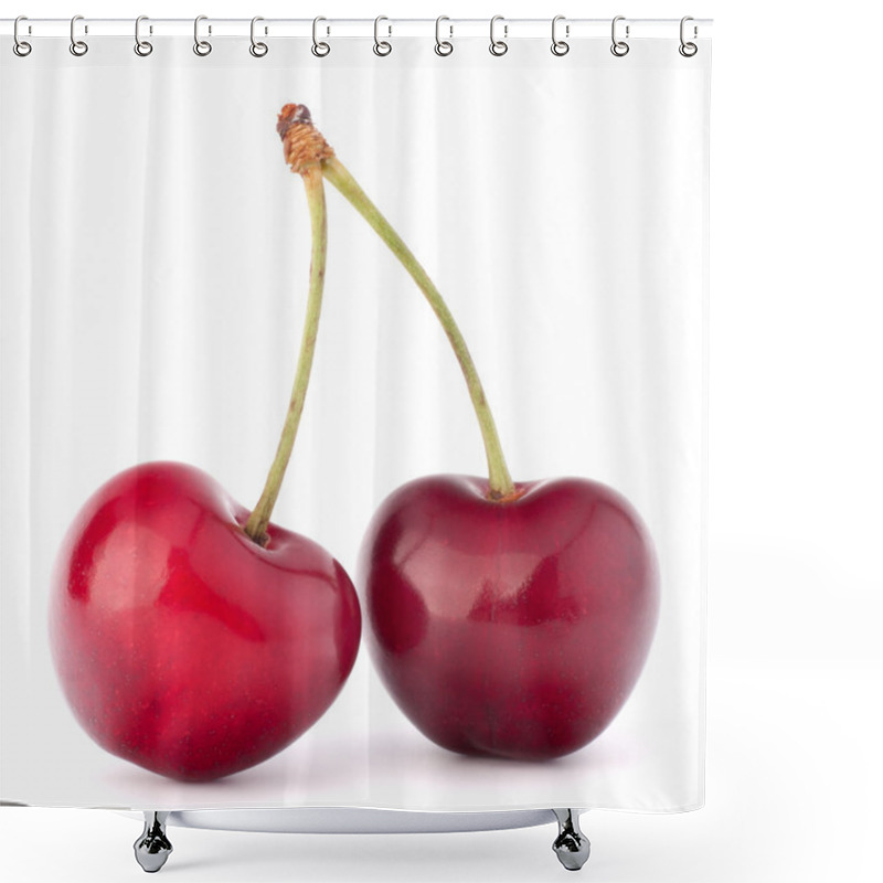 Personality  Two Heart Shaped Cherry Berries Shower Curtains