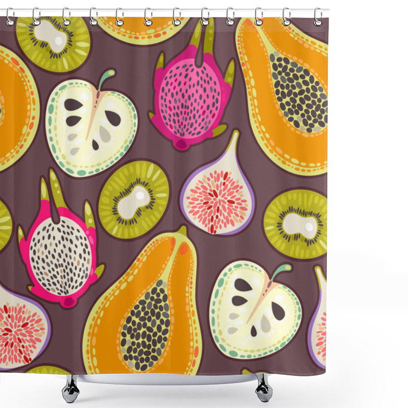 Personality  Seamless Exotic Fruit Shower Curtains