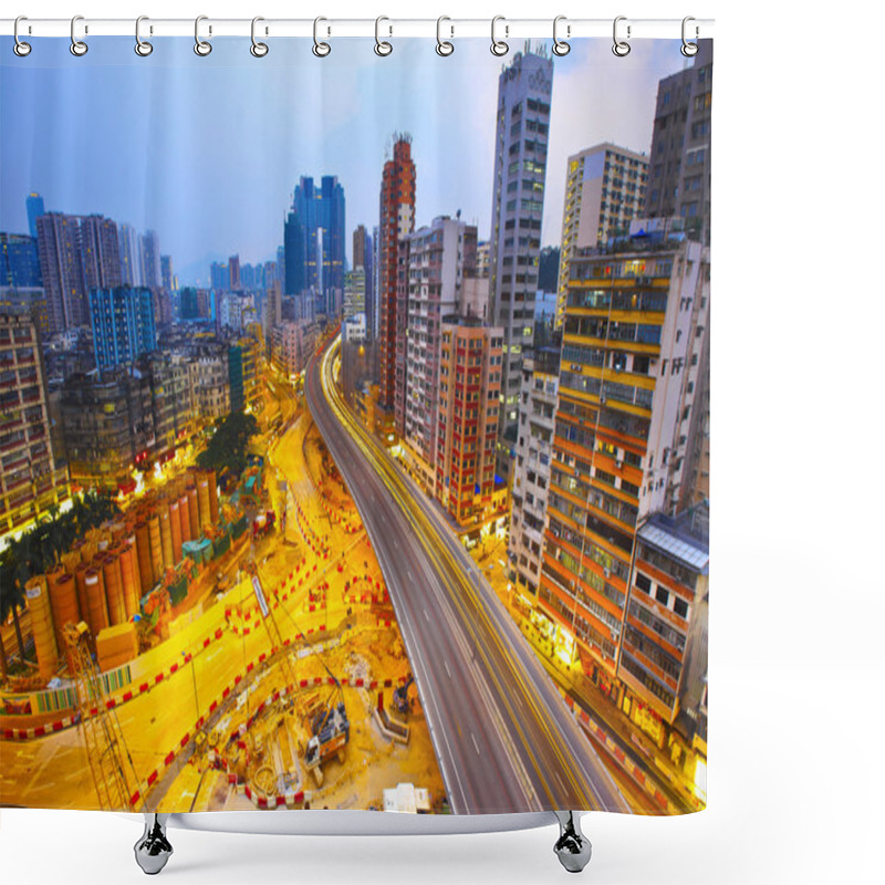 Personality  Sunset Modern City Overpass Shower Curtains