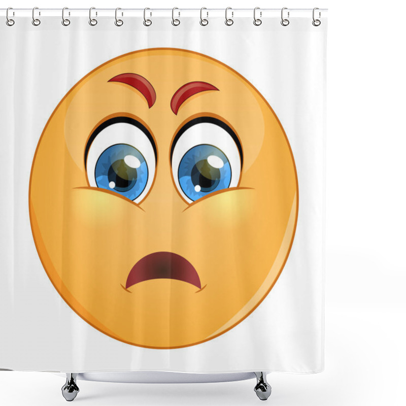 Personality  Grumpy Emoticon. Isolated Vector Illustration On White Background Shower Curtains