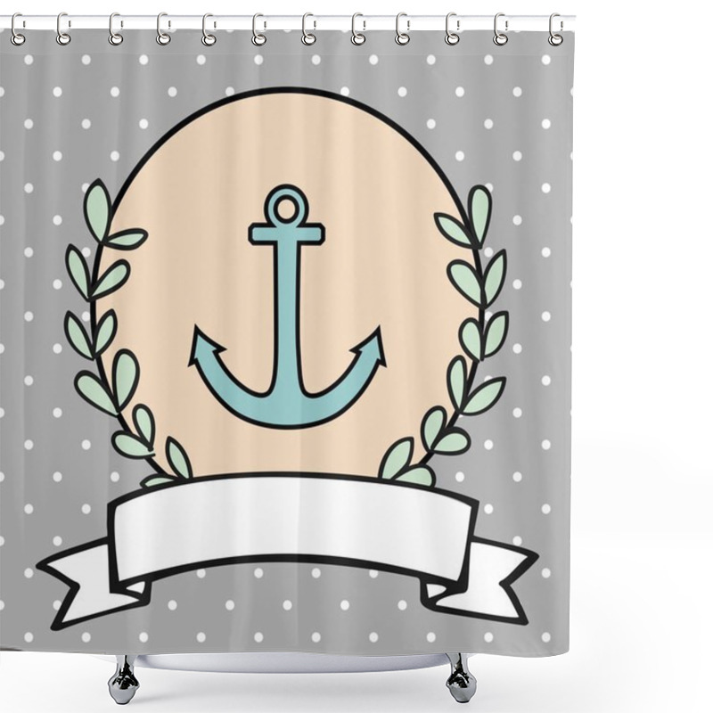 Personality  Nautical Vector Card Or Sailor Invitation Shower Curtains