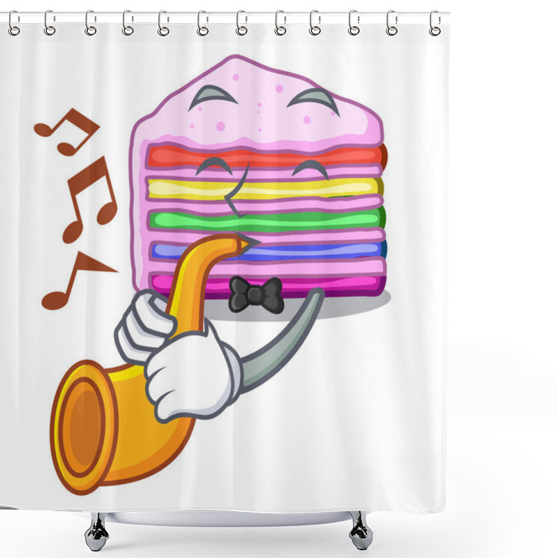 Personality  With Trumpet Rainbow Cake In The Cartoon Shape Shower Curtains