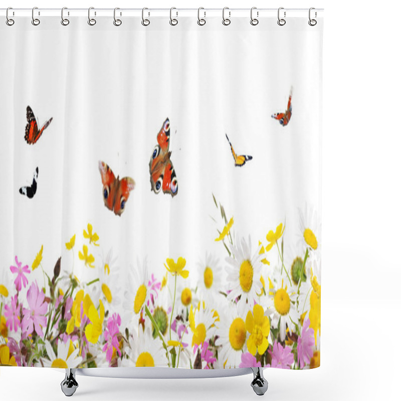 Personality  Flowers And Butterflies Shower Curtains