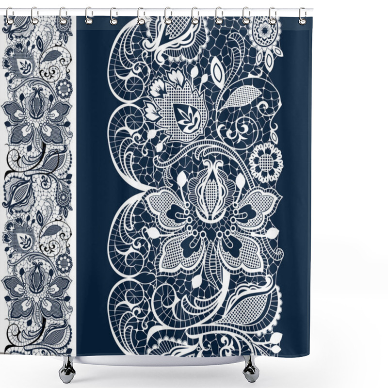 Personality  White And Black Seamless Lace Shower Curtains