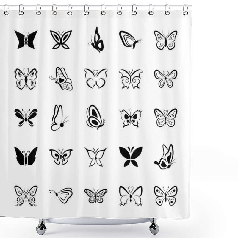 Personality  Butterfly Symbols Vector Icons  Shower Curtains