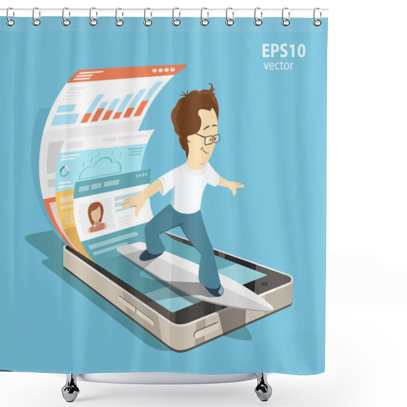 Personality  Mobile Internet Surfing Shower Curtains