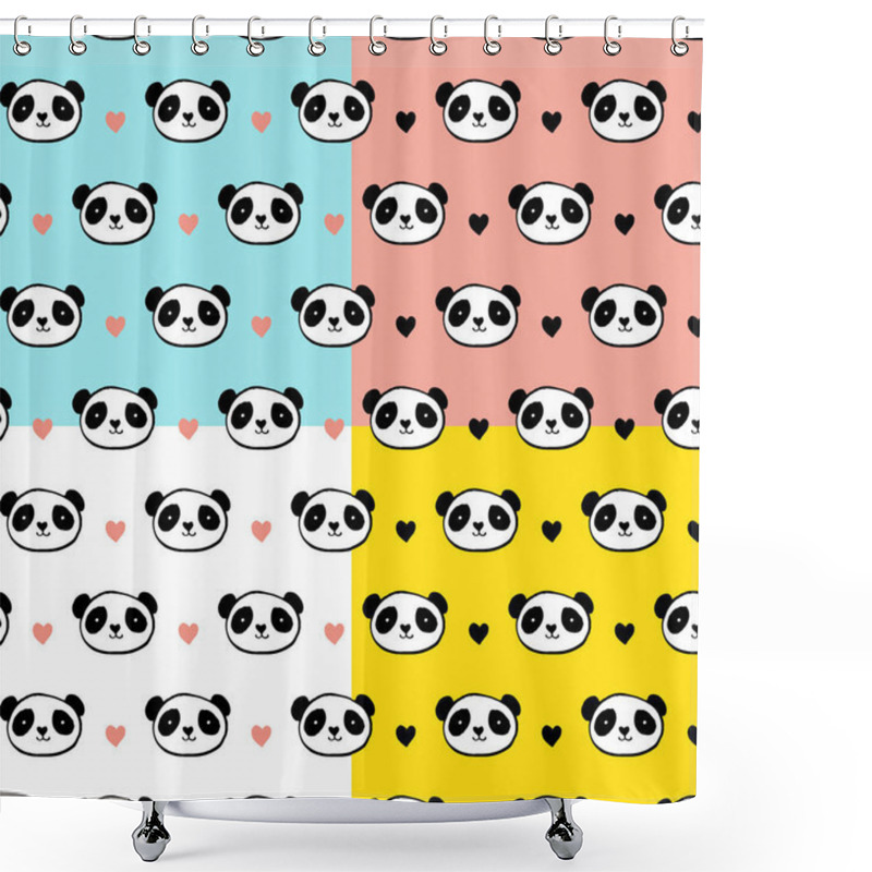 Personality  Cute Panda Bear Seamless Patterns Shower Curtains