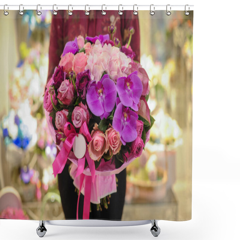 Personality  Bouquet Of Mixed Pink And Purple Flowers  Shower Curtains