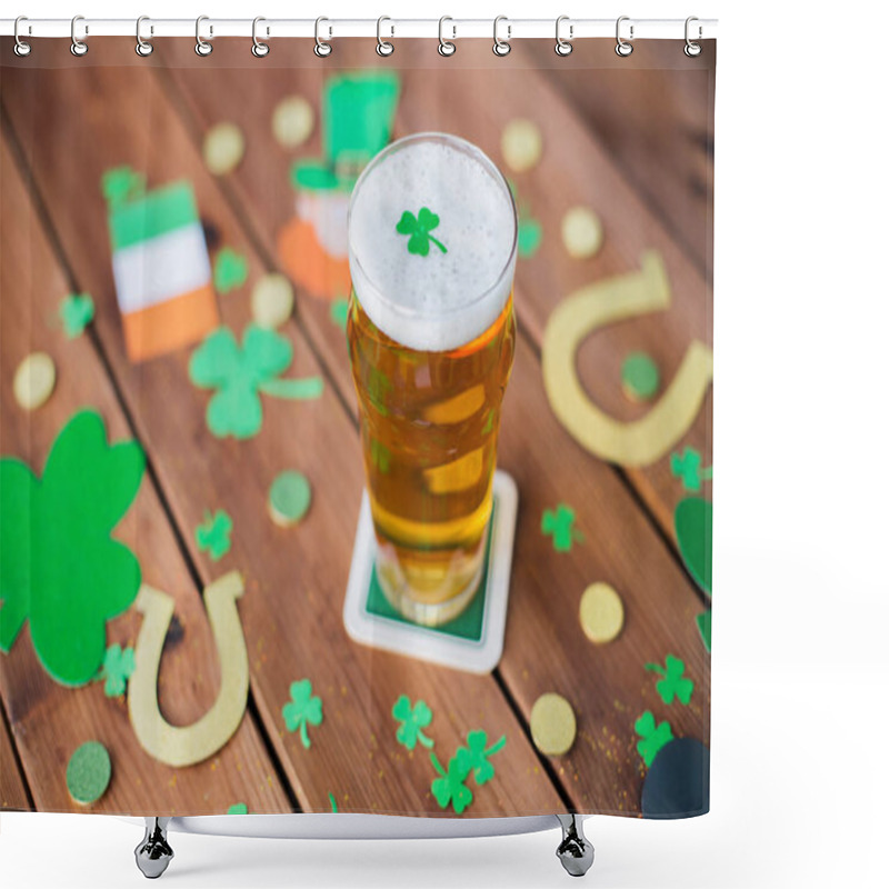 Personality  Glass Of Beer And St Patricks Day Decorations Shower Curtains