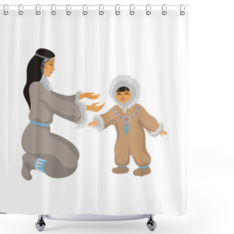 Personality  Chukchi Mother And Kid Shower Curtains