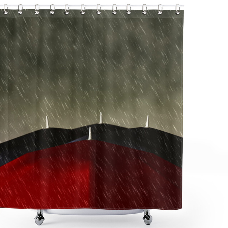 Personality  Red Umbrella In The Rain Shower Curtains