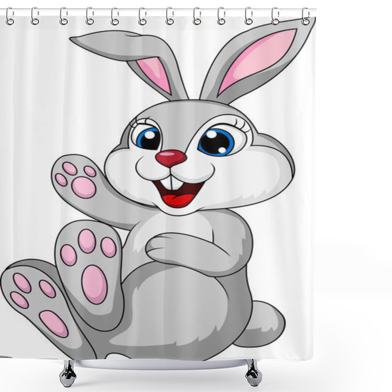 Personality  Cute Rabbit Bunny Cartoon Sitting Shower Curtains