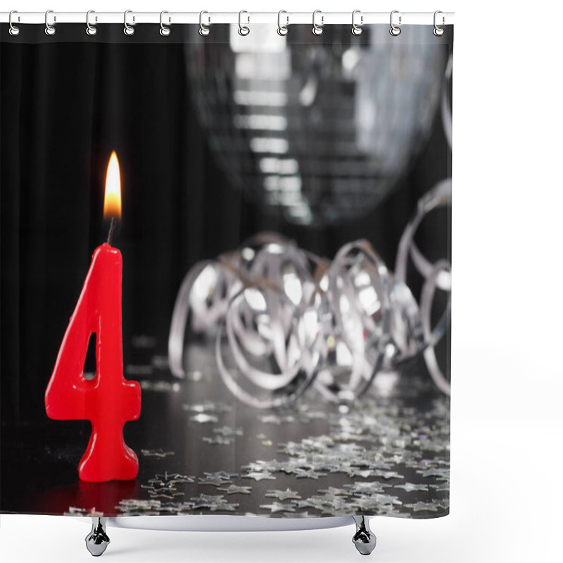 Personality  Red Candles Showing Nr. 4. Abstract Background For Birthday Or Anniversary Party. Shower Curtains