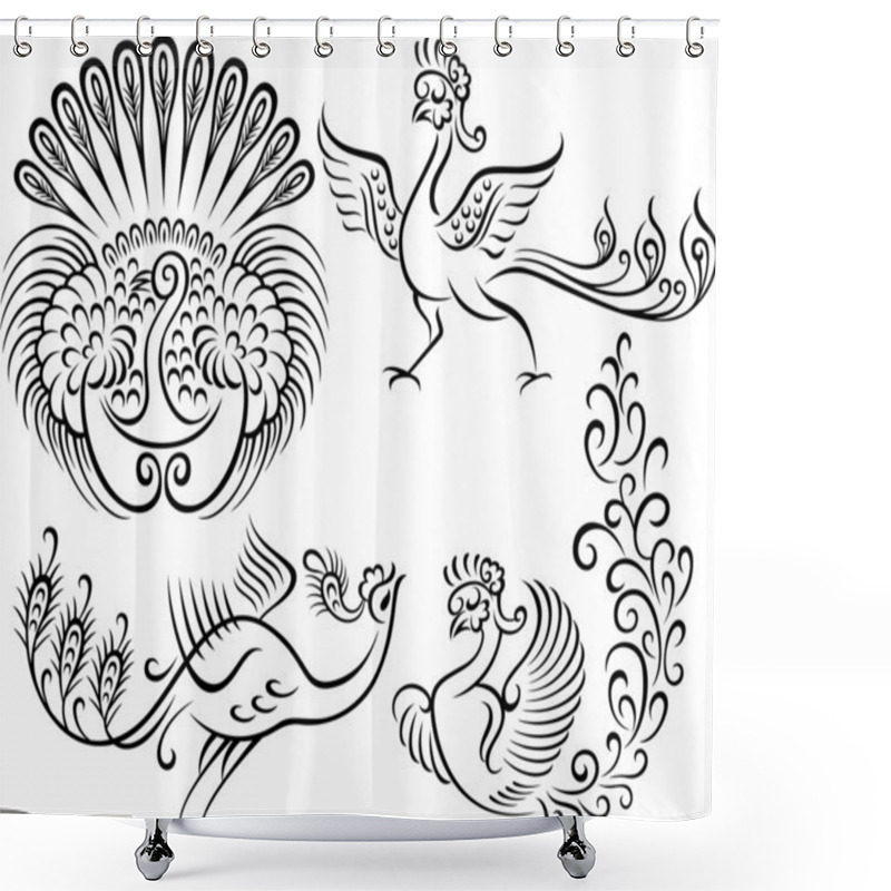 Personality  Phoenix Illustration Shower Curtains